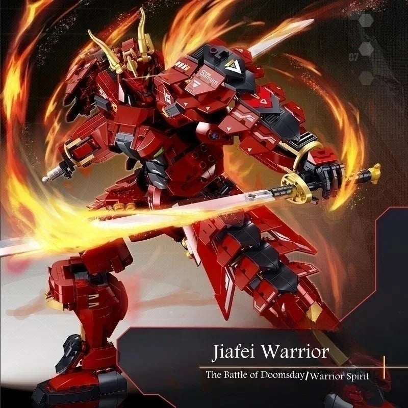 Sluban 923PCS Flame War Warrior Mecha Building Blocks Mech Figure Model Bricks Desktop Decoration Display DIY Toy For Boys Gifts
